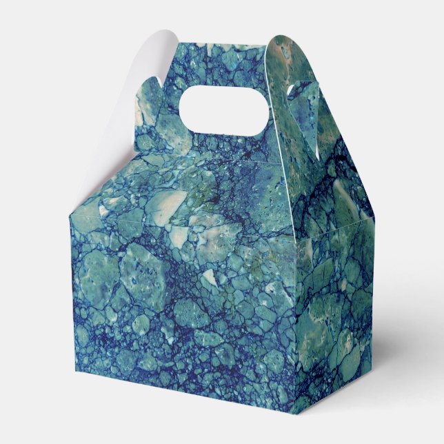 Blue Teal Green Marble Texture Favour Box (Front Side)