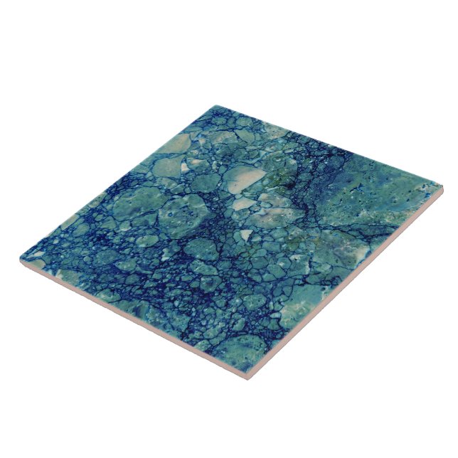Blue Teal Green Marble Texture Tile (Side)