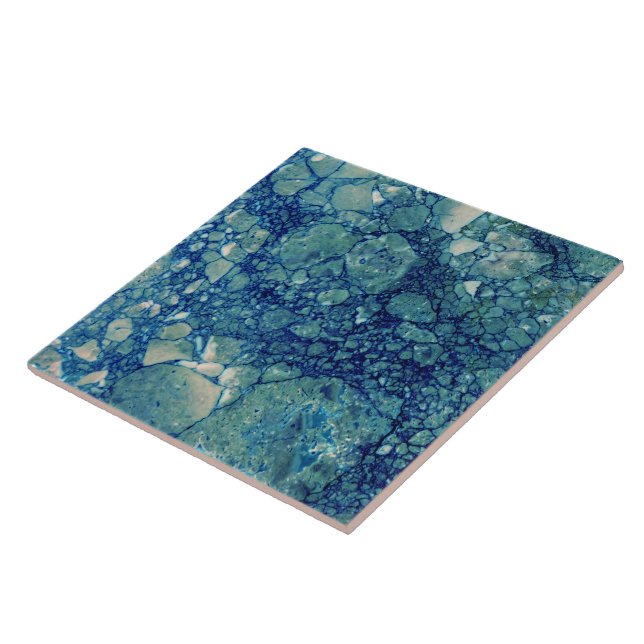 Blue Teal Green Marble Texture Tile (Side)
