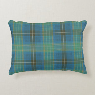 Blue Teal Green Plaid Tartan Pattern Decorative Cushion