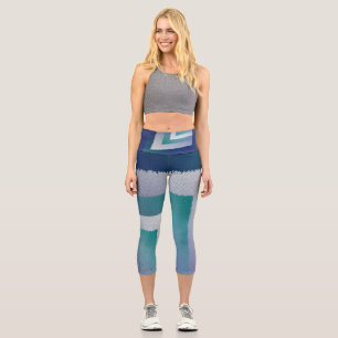blue teal grey ex pastel capri leggings