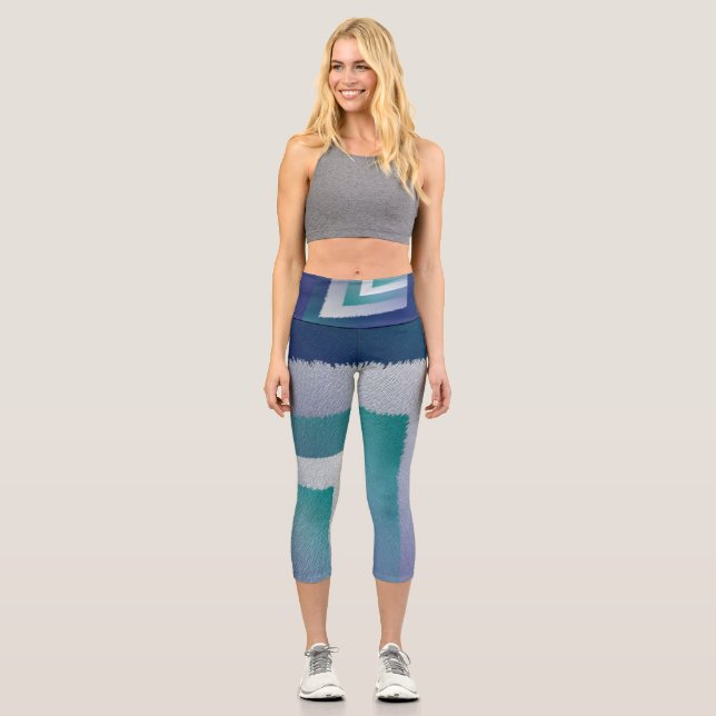 blue teal grey ex pastel capri leggings (Front)