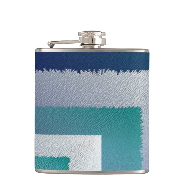 blue teal grey ex pastel hip flask (Front)