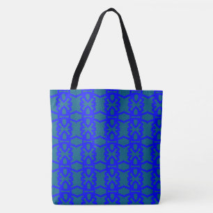 Blue +Teal Interlocking Design Tote Bag