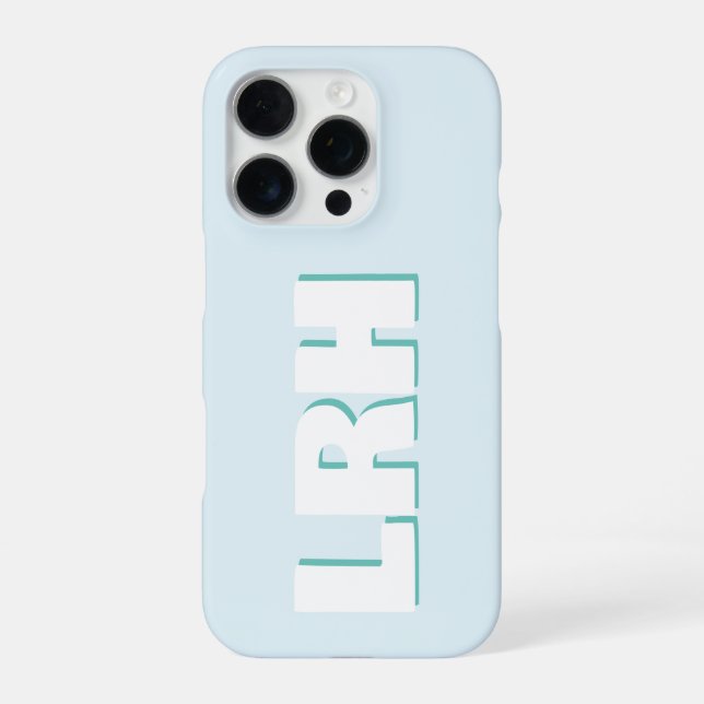 Blue & Teal Large Clean Style Monogram iPhone Case (Back)