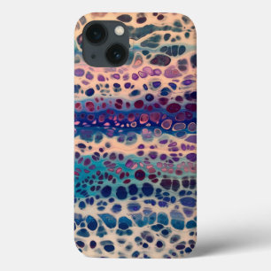 Blue Teal Lilac White Acrylic Abstract Fluid Art iPhone 13 Case