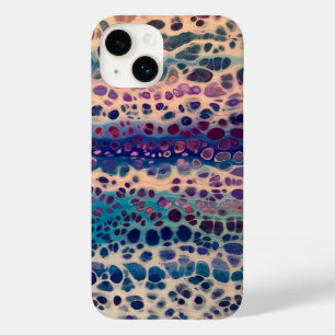Blue Teal Lilac White Acrylic Abstract Fluid Art Case-Mate iPhone 14 Case
