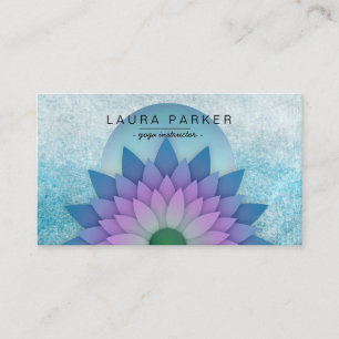 Blue Teal Lotus Flower Yoga Meditation Holistic Business Card