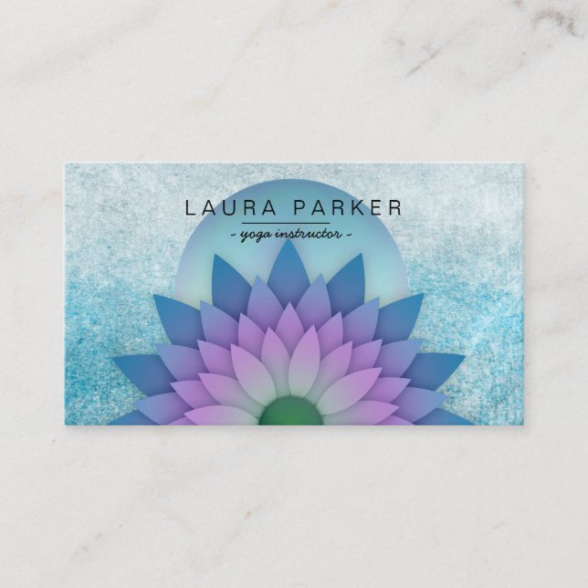 Blue Teal Lotus Flower Yoga Meditation Holistic Business Card (Front)