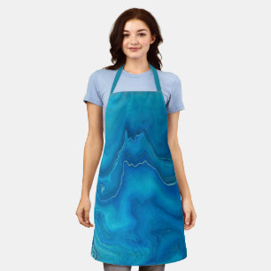 Blue & Teal Marble Agate Abstraction  Apron