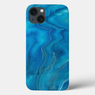 Blue & Teal Marble Agate Abstraction iPhone 13 Case