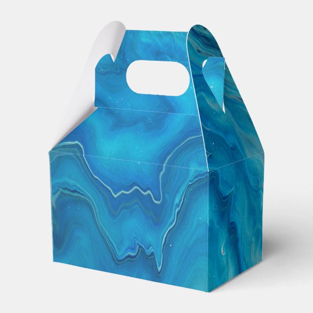 Blue & Teal Marble Agate Abstraction Favour Box (Front Side)