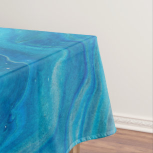 Blue & Teal Marble Agate Abstraction  Tablecloth