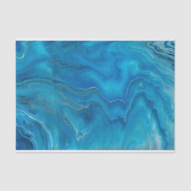 Blue & Teal Marble Agate Abstraction    Tissue Paper (Front)