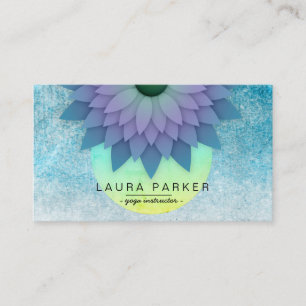 Blue Teal Meditation Holistic Lotus Flower Yoga Business Card