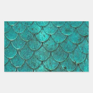 Blue Teal Mermaid Scales Rectangular Sticker