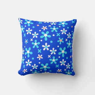 Blue Teal Modern Floral Cushion