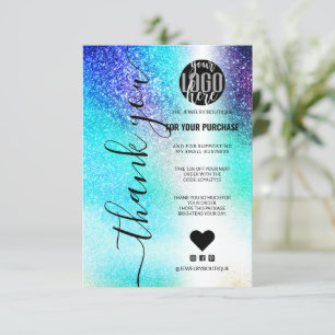 Blue Teal Nebula Galaxy Glitter Order Thank You