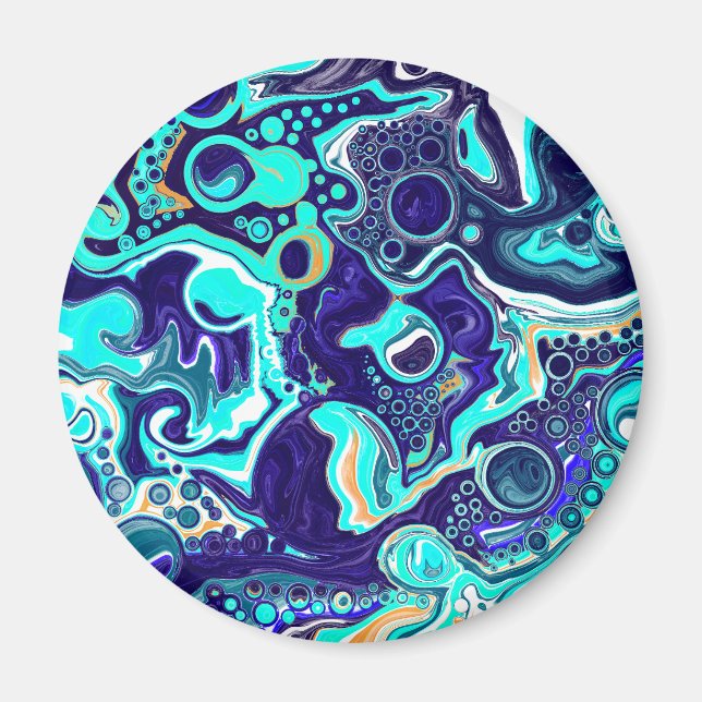  Blue Teal Ocean Swirls Fluid Art  Magnet (Front)