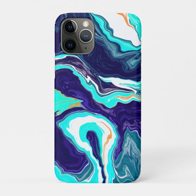  Blue Teal Ocean Swirls Marble Fluid Art Case-Mate iPhone Case (Back)