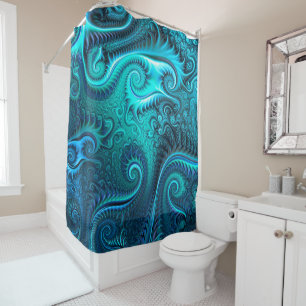 Blue & Teal Octopus Tentacles Spiral Pattern Shower Curtain