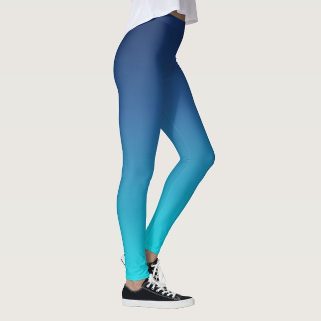 Blue Teal Ombre Yoga Leggings (Right)