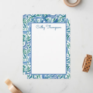 Blue Teal Paisley Watercolor Personalised  Card