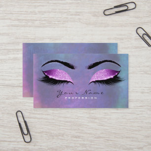 Blue Teal  Pink Beauty Lashes Makeup Eyes Glitter Business Card