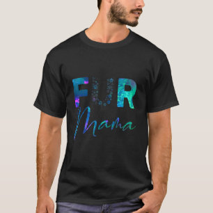Blue teal purple Fur mama paw print heart puppy do T-Shirt