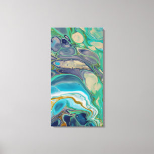 Blue Teal Purple Turquoise Marble Abstract Art Canvas Print