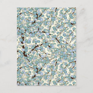 Blue Teal Sakura Fine Vintage Japanese Floral Postcard