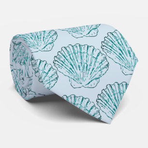 Blue & Teal Seashell Beach Tie