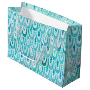 Blue Teal Shiny Mermaid Scales Fish Scales Large Gift Bag