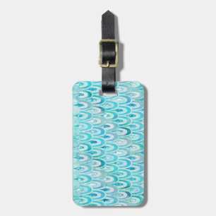 Blue Teal Shiny Mermaid Scales Fish Scales Luggage Tag