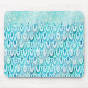Blue Teal Shiny Mermaid Scales Fish Scales Mouse Mat