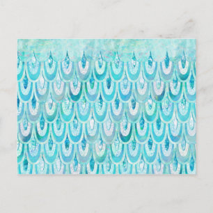 Blue Teal Shiny Mermaid Scales Fish Scales Postcard