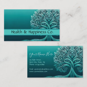Blue Teal Tree of Life Business Card