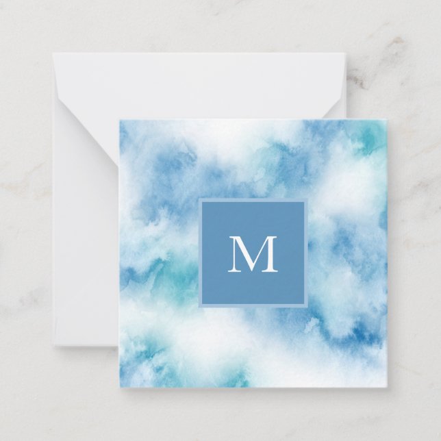 Blue Teal Watercolor Abstract Card (Front)