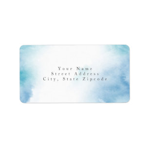 Blue Teal Watercolor Abstract Frame Label