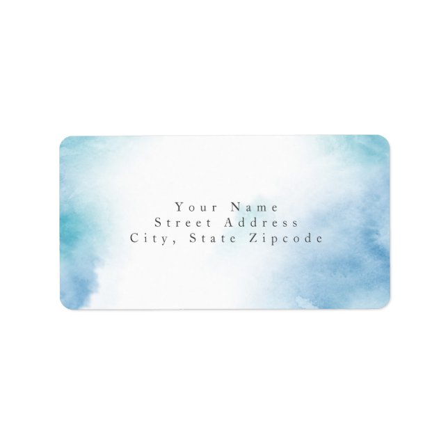 Blue Teal Watercolor Abstract Frame Label (Front)