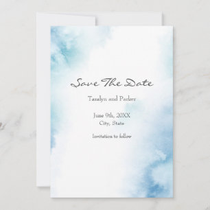 Blue Teal Watercolor Abstract Frame Save The Date