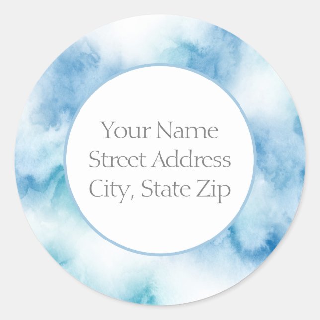 Blue Teal Watercolor Abstract Labels (Front)