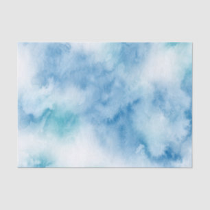 Blue Teal Watercolor Abstract Tissue Paper