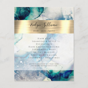 Blue Teal Watercolor Gold Foil Flyer