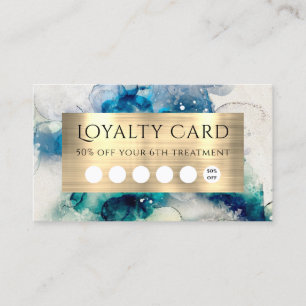 Blue Teal Watercolor Loyalty Card