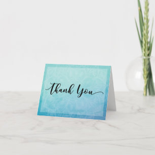 Blue & Teal Watercolor Mandala Thank You Note, 4 Card