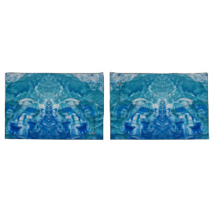 Blue Teal White Pillowcase Set