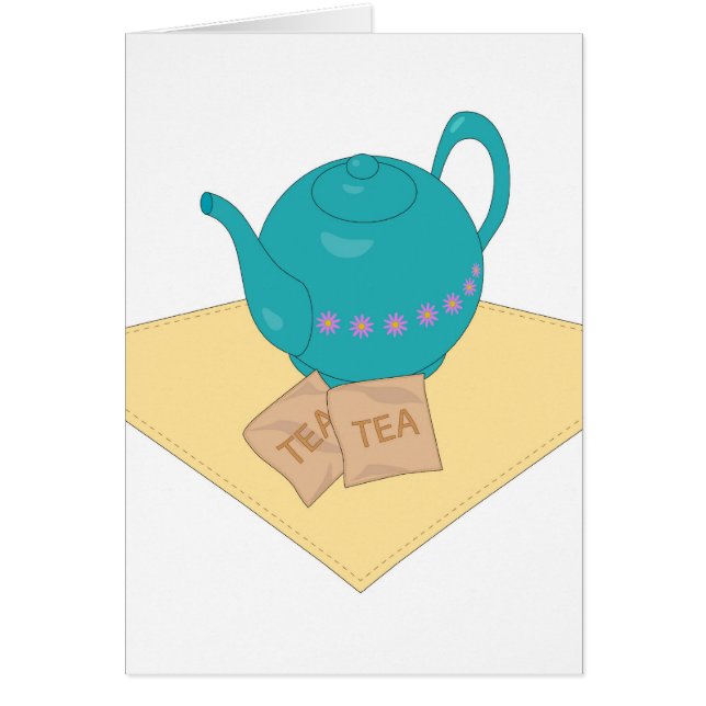 blue teapot and teabags (Front)