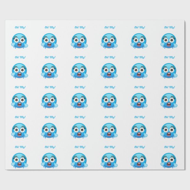Blue Tears of Joy: The Overwhelmed Emoji Wrapping Paper (Flat)