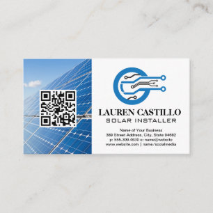 Blue Tech Logo Icon   Solar Panels Business Card